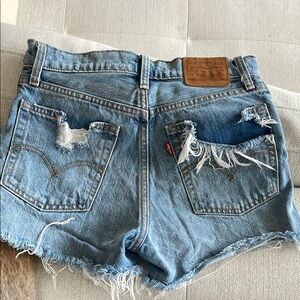 Levi's Blue Jean Shorts Distressed Vintage Style